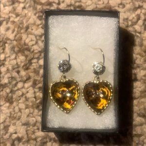 Juicy Couture Leopard print heart earrings